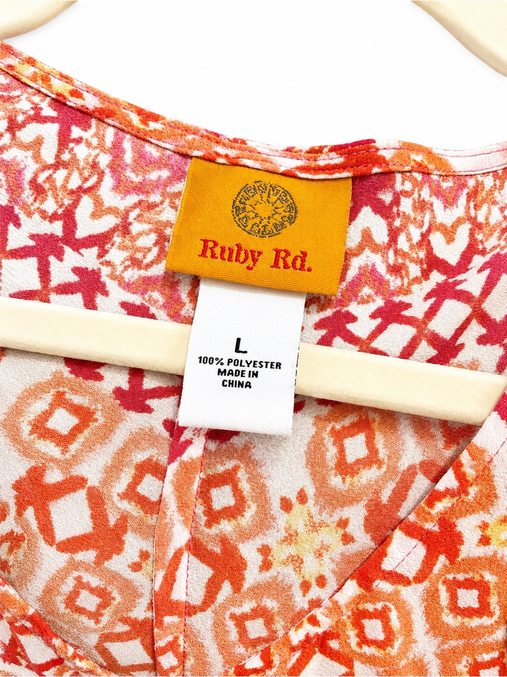 Ruby Rd. Pink & Orange Printed V-Neck Tunic - Picture 3 of 3